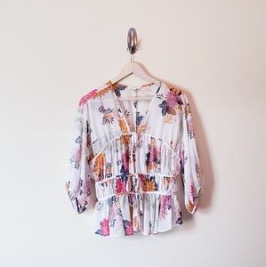 Current Air Boutique Boho Tie Front Floral Top